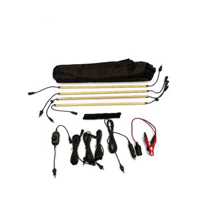 Magnetic 4-Piece 12V LED Strip Kit with Dimmer & Accessories
