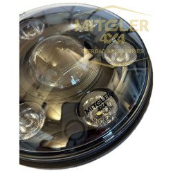 Pair of 7" Round LED Headlights Black - EU Approved ECE
